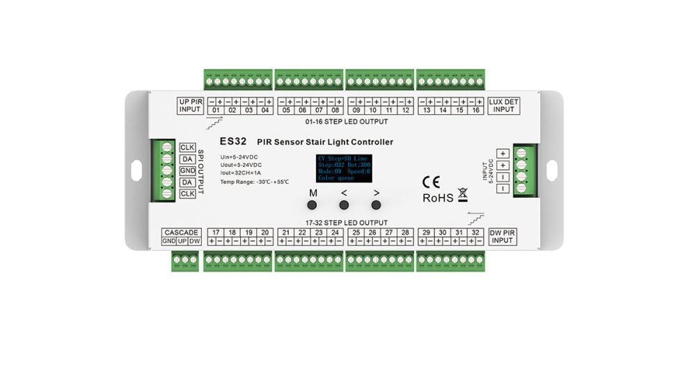 5-24VDC 32CH*1A PIR Sensor Stair Light Controller ES32